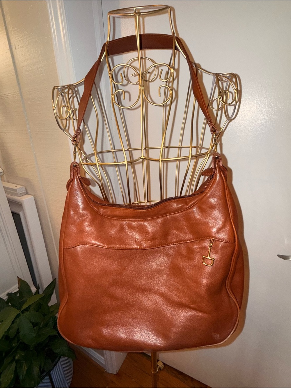 Convertible Shoulder Hobo Bag in Cognac Brown